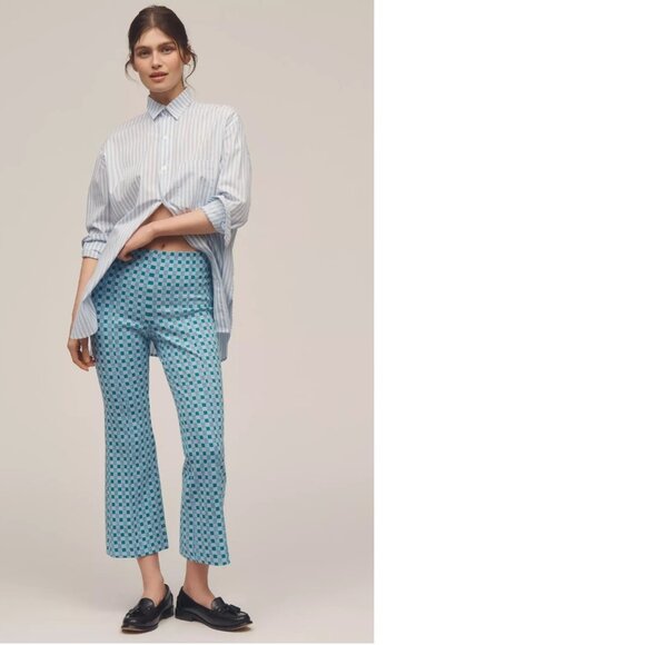 Anthropologie The Cricket Club Margot Kick-Flare Cropped Pants by Maeve size S - Picture 1 of 4